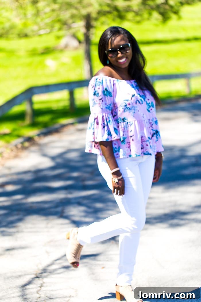 how to wear an off the shoulder top with skinny jeans and still love your shoulders.