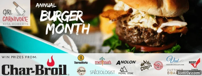 Promotional graphic for Burger Month, inviting readers to explore more burger recipes.