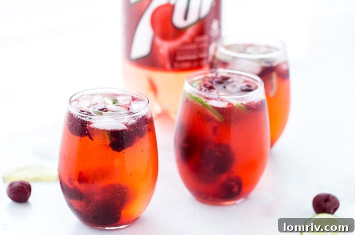 Made with fresh cherries, lime juice, a hint of almond extract and bubbling 7UP Cherry, this cherry almond sparkler is bursting with summer flavors. A delightful non-alcoholic drink for parties and BBQs.