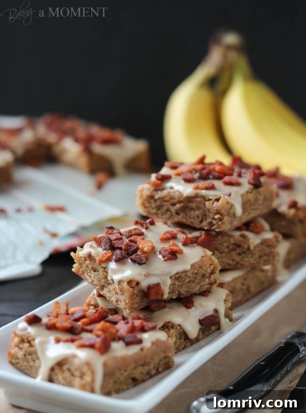 Slice of Peanut Butter Banana Blondie, showing moist interior.