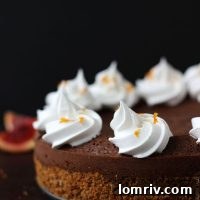 Decadent Blood Orange Chocolate Truffle Torte with a pecan graham cracker crust.
