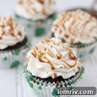 Chocolate Guinness Cupcakes with Whiskey Caramel and Baileys Buttercream