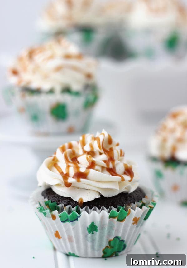 Chocolate Guinness Cupcakes with Whiskey Caramel and Baileys Buttercream