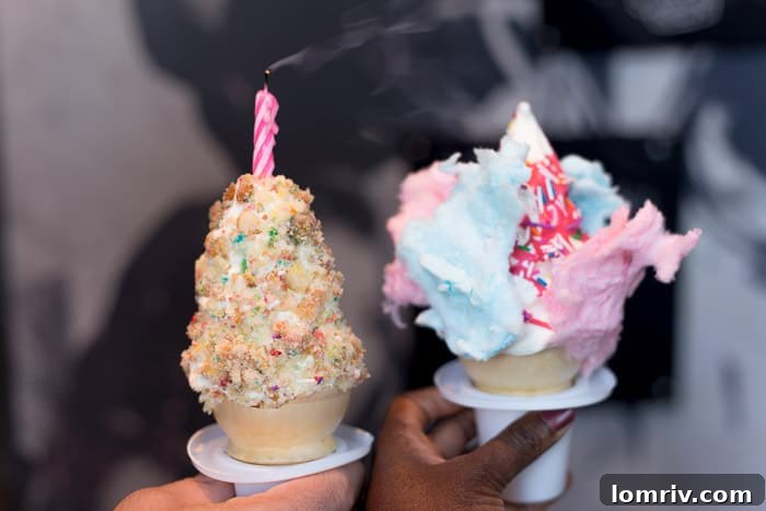 A delectable ice cream creation in a cone, showcasing unique toppings and vibrant colors, representing Toronto's innovative ice cream shops.