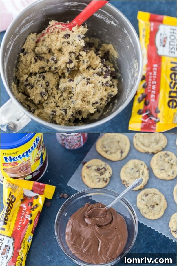 chocolate chip cookies with chocolate frosting