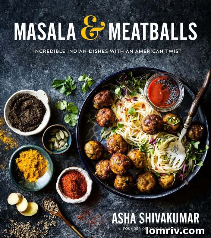Masala & Meatballs Cookbook Cover Featuring Delicious Indian-American Fusion Dishes