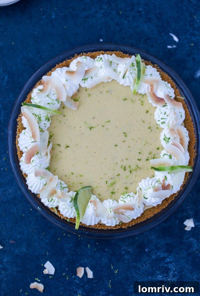 Coconut Key Lime Pie, a refreshing tropical dessert perfect for spring and summer.