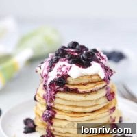 Lemon Blueberry Pancakes with Blueberry Compote