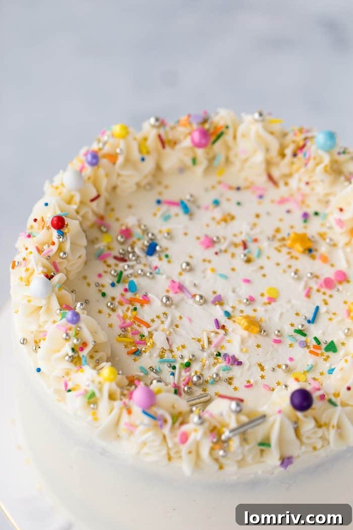 rich chocolate cake with sweet vanilla frosting