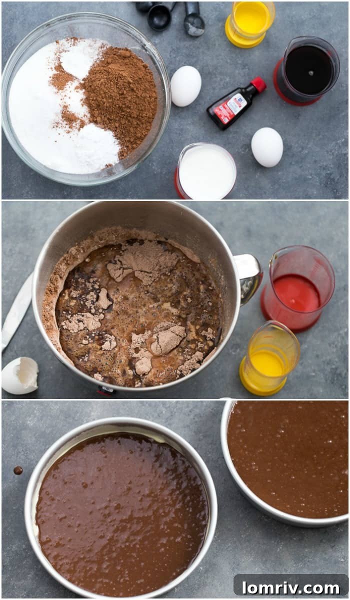 Delicious one bowl chocolate cake, step-by-step preparation