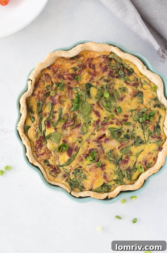 Classic Spinach Bacon Quiche with Goat Cheese
