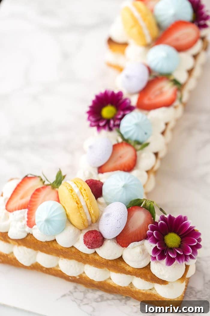 A baker's hands gently arranging the movable inserts within a rectangular cake pan to form a number '1'.