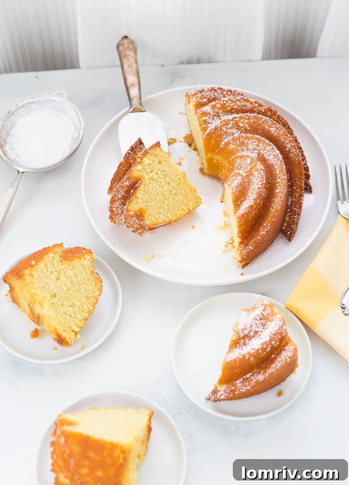 A whole Passion Fruit Bundt Cake on a serving platter.
