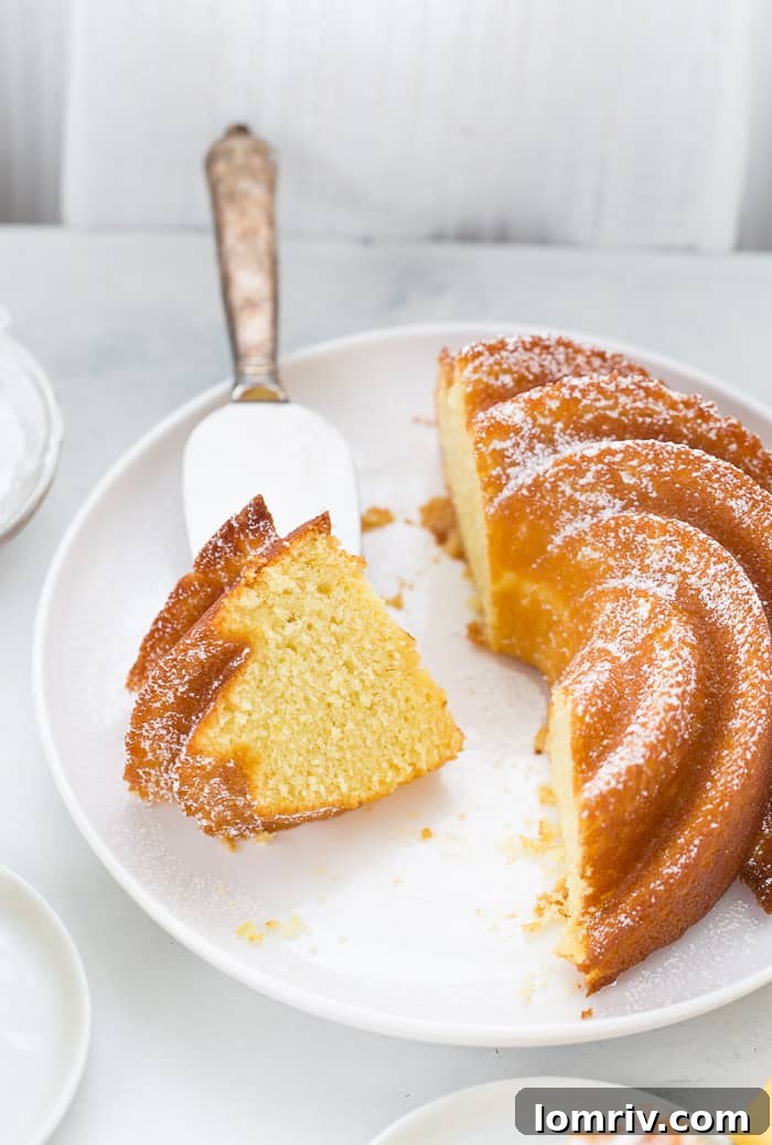 Stunning view of a whole Passion Fruit Bundt Cake.