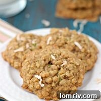 Honey Lime Coconut Oatmeal Cookies