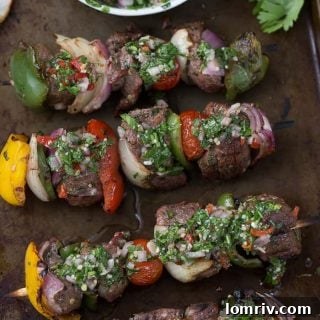 Beef Kebabs with Chimichurri Sauce