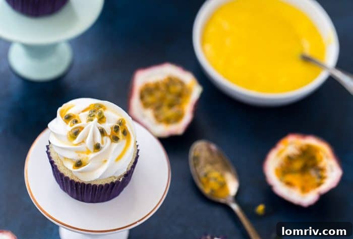 Close-up of Tropical Passion Fruit Cupcakes