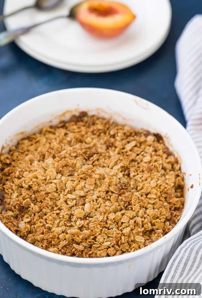 Peach Crumble Recipe with coconut oatmeal topping