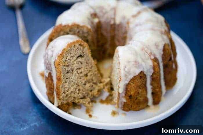 Bundt cake with a drizzle of apple cider glaze