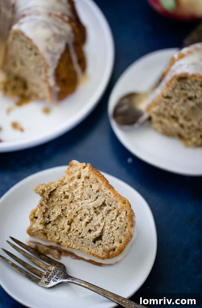 Finished Apple Cider Bundt Cake on a serving platter