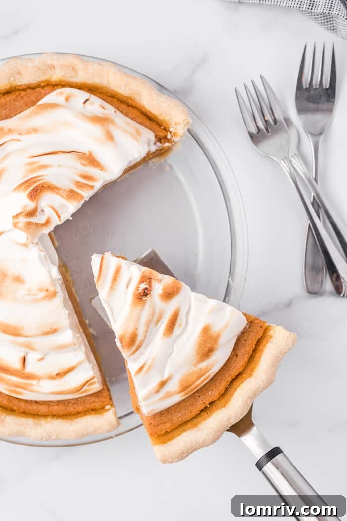Unbaked Sweet Potato Pie filling poured into the crust, ready for baking