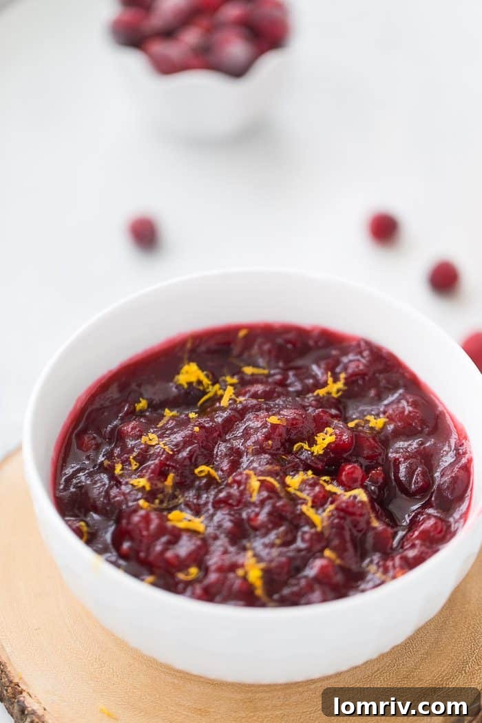 Homemade Cranberry Sauce Recipe, sweet, tart and zesty with orange and prosecco