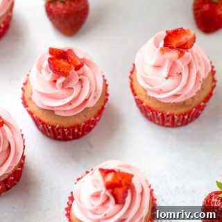Fresh Strawberry Cupcakes with Strawberry Frosting