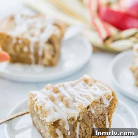 A comforting slice of Grandma's apple cake with a sweet glaze.