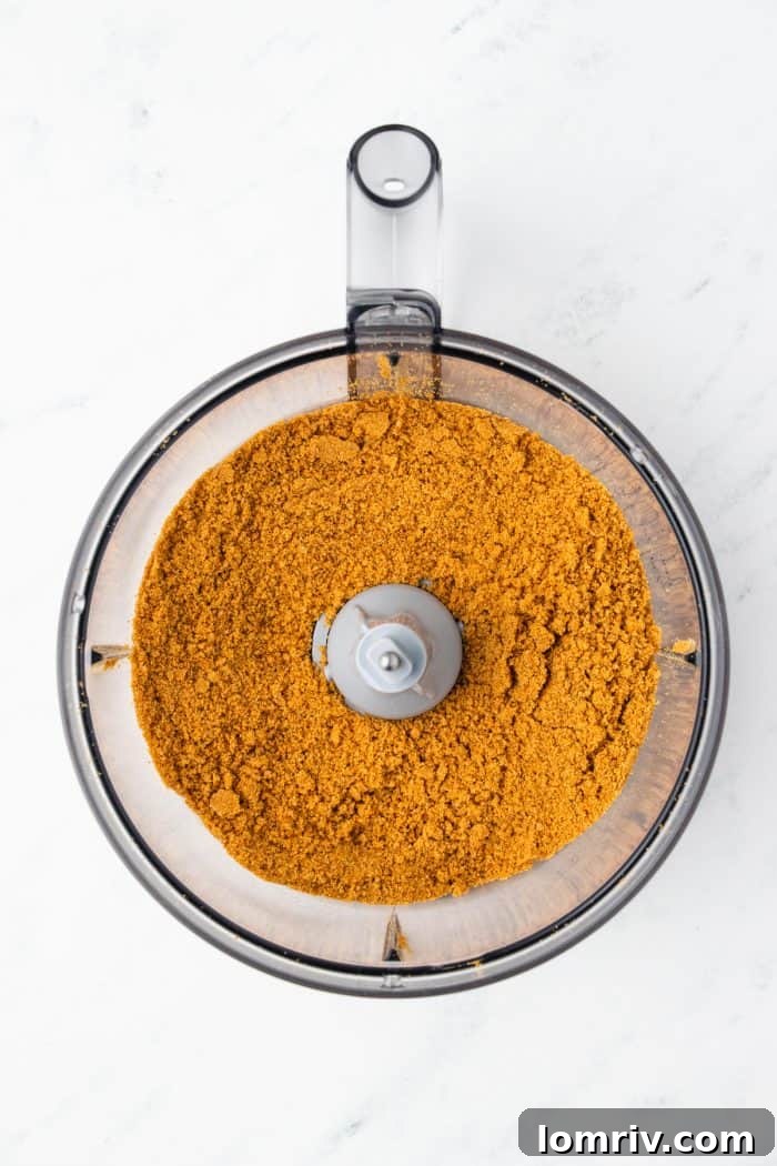 Gingersnaps crumbs in a food processor. 