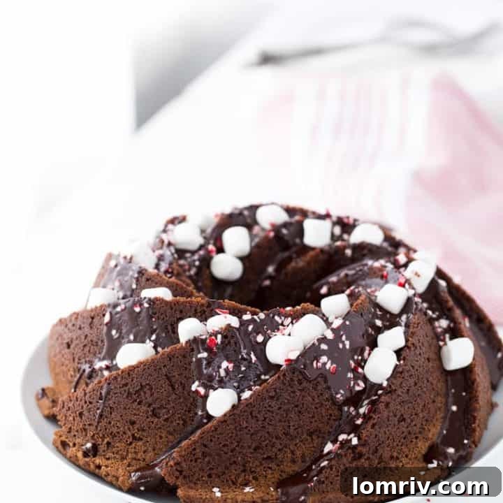 Peppermint Hot Chocolate Bundt Cake