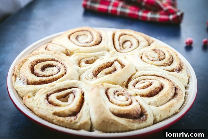 Baked Eggnog Cinnamon Rolls Fresh from the Oven
