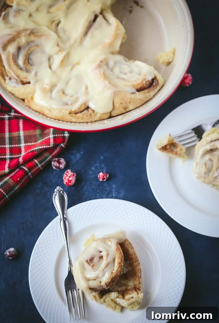 Warm Eggnog Cinnamon Rolls with Orange Zest