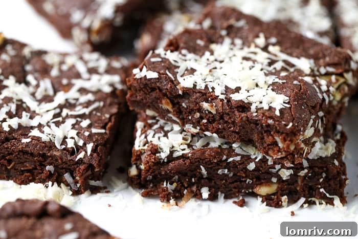 Close-up of Coconut Brownies