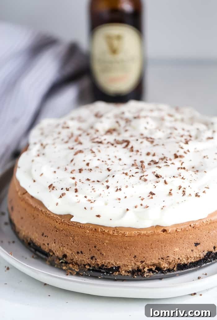 Close-up of Chocolate Stout Cheesecake