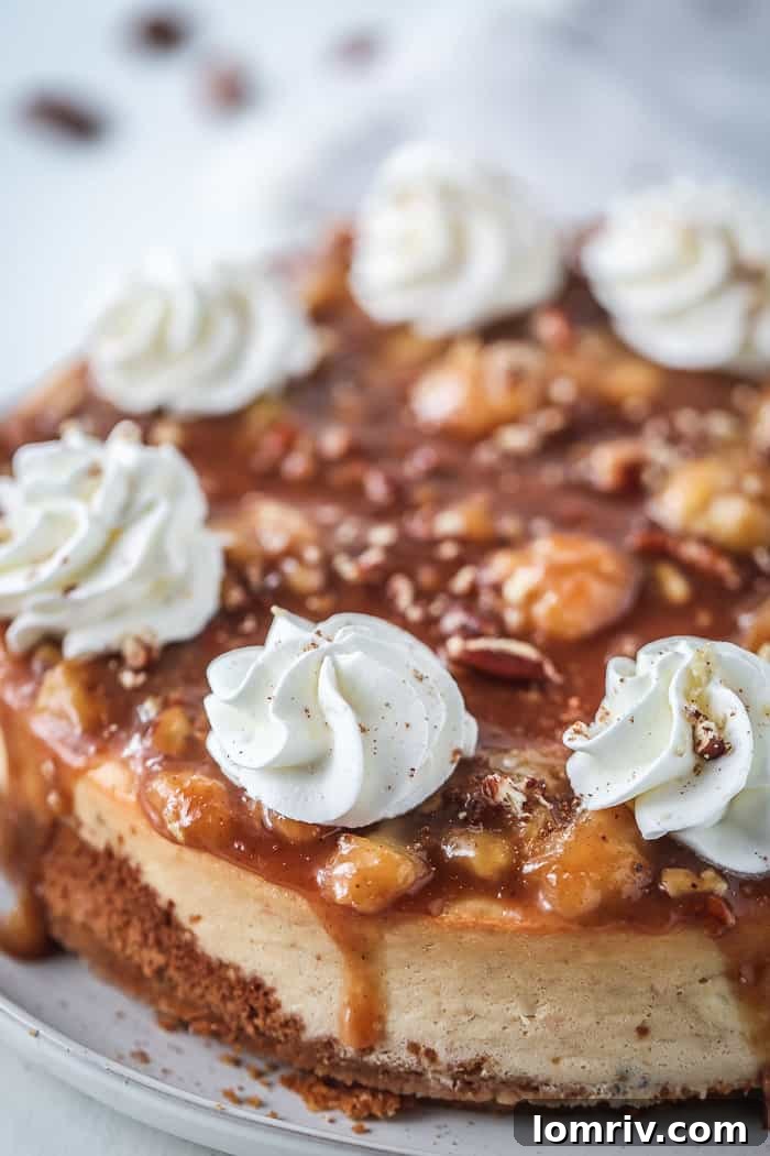 Indulgent Banana Foster Cheesecake with caramelized topping, a perfect dessert