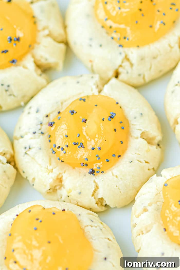 Delicious Lemon Poppy Seed Thumbprint Cookies arranged beautifully on a serving dish