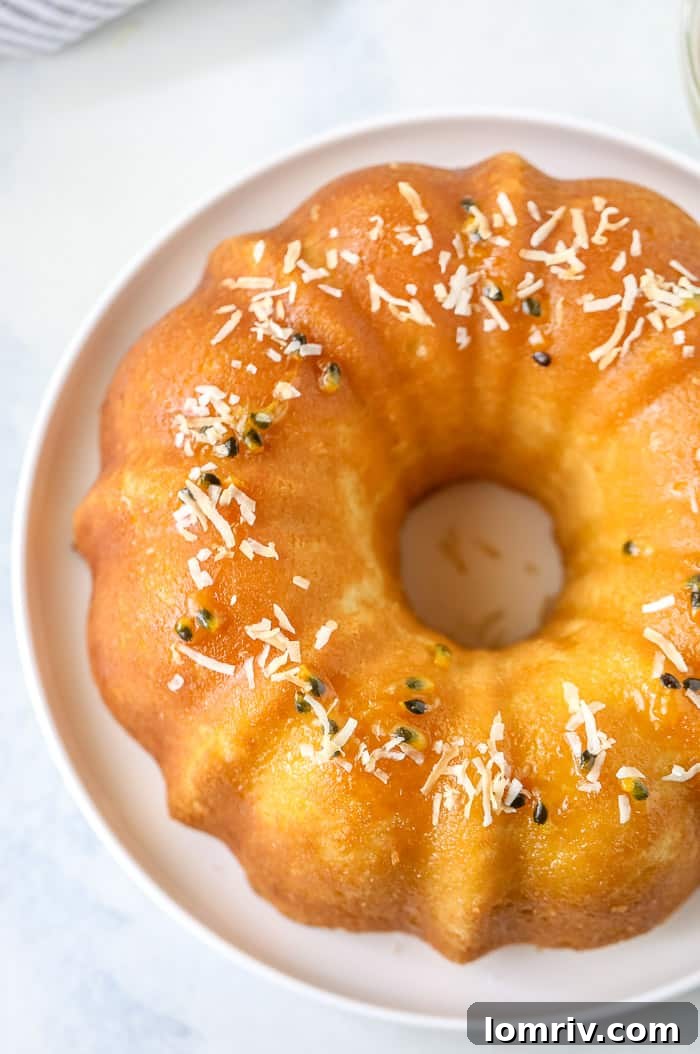 Lush Passionfruit Coconut Bundt Cake with Glaze Drizzle