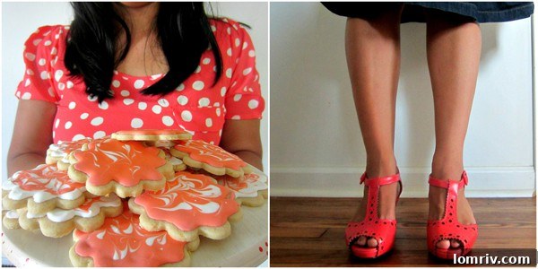Finished Lemon Sugar Cookies with Swirls of Marbled Icing