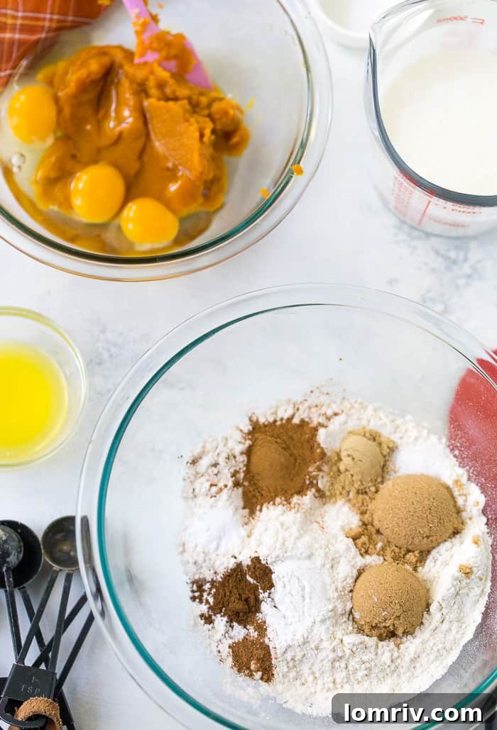Buttermilk Pumpkin Spice Waffles - Stack of fluffy waffles drizzled with maple syrup and a sprinkle of cinnamon.