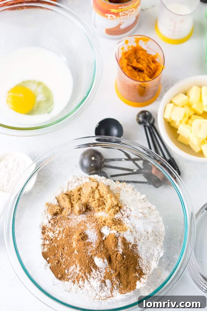Gathering dry ingredients for pumpkin scones