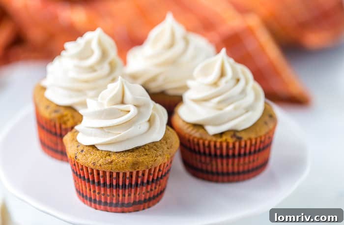 A single Pumpkin Spice Latte Cupcake garnished with cinnamon sticks and a star anise, evoking warm fall feelings.