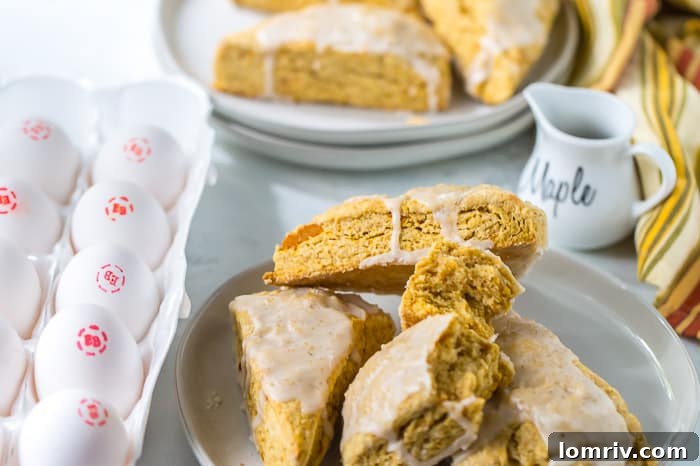 Close-up of freshly baked sweet potato scones with golden brown tops
