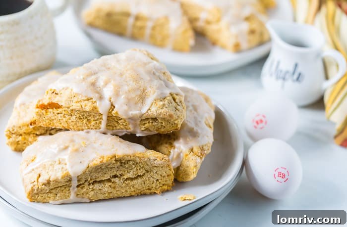 Another view of the baked sweet potato scones, showing their inviting texture