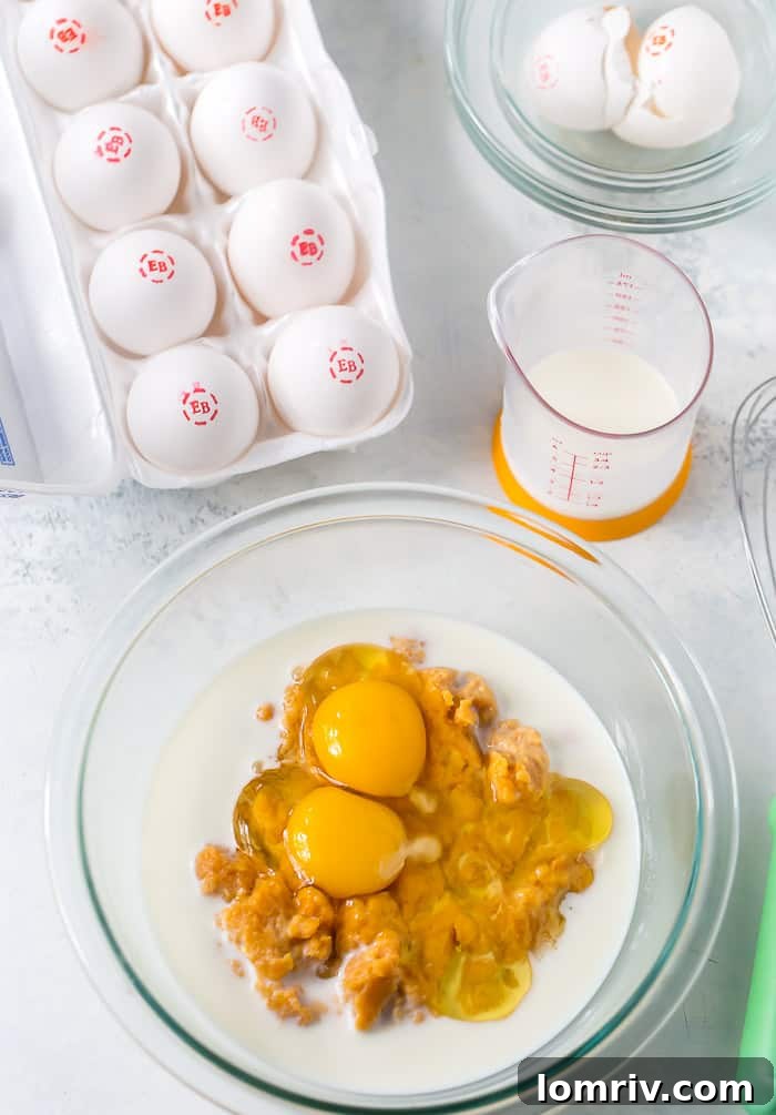 Step 3: Whisking wet ingredients for sweet potato scones, including mashed sweet potato and Eggland's Best eggs