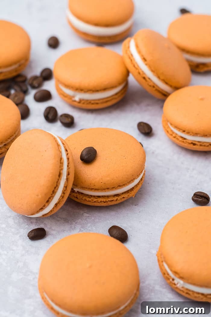Pumpkin spice latte macarons – a perfect example of delicate homemade macarons