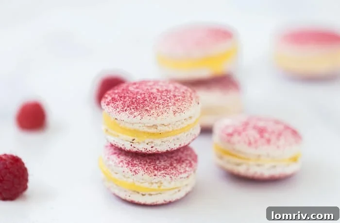 Delicious Raspberry Macarons with Passionfruit Filling