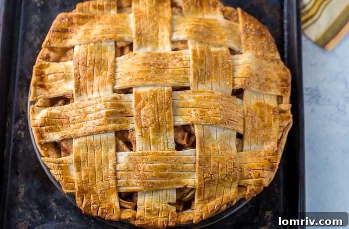 Close-up of a homemade Pear Apple Pie slice, showcasing the fruit filling