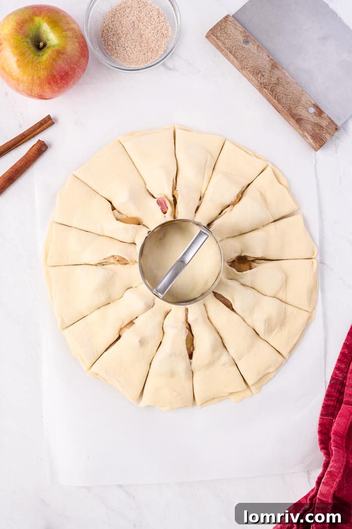 Dough cut into 16 strips for star shaping