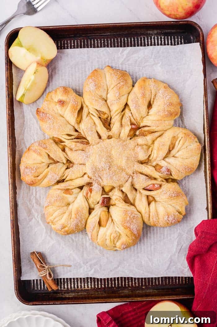 Apple Cinnamon Star Bread dusted with confectioners' sugar