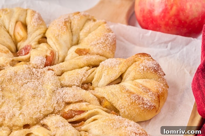 Sliced Apple Cinnamon Star Bread revealing the filling